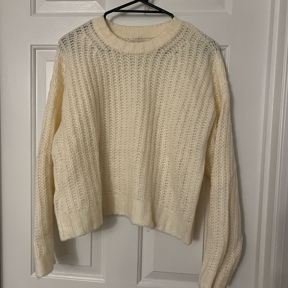 American Eagle Outfitters Cream Crew Neck Sweater